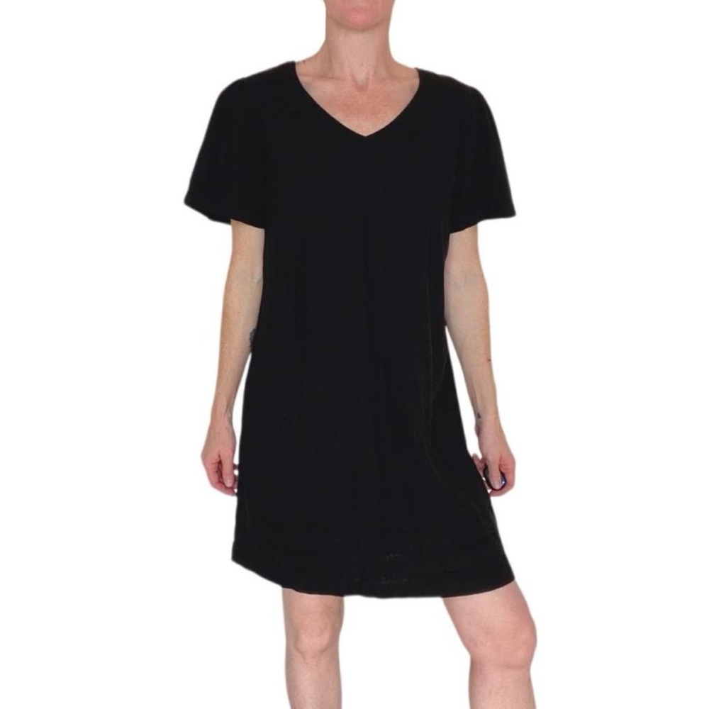 Original Nicole Miller Black Linen Minimalist Mini Shirt Dress